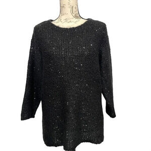 Jones New York Mohair Wool Blend Sequin Detail Sweater‎ Size Large